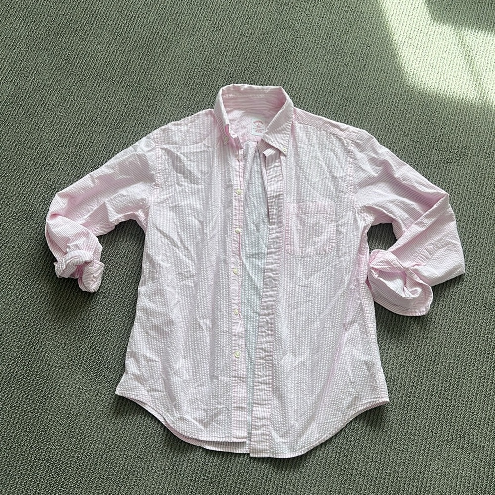 Brooks Brothers Seersucker Button Down Regular Fit M